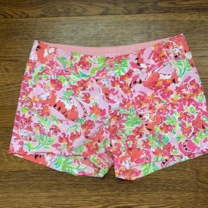 Lilly Pulitzer Shorts Call Me Kitty Print Sz4
